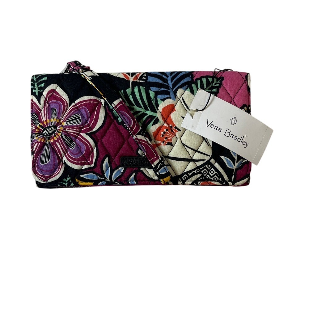 NWT Vera Bradley Multicolor Floral Quilted Fabric Clutch Handbag 100 Percent Cot